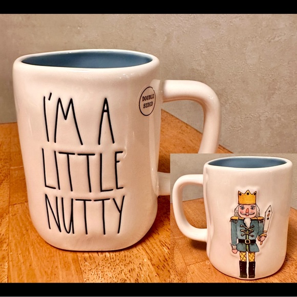 Rae Dunn I’M A LITTLE NUTTY Nutcracker Christmas Double Sided Ceramic Mug NEW! - Picture 1 of 3
